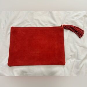 Elegant Red Suede Clutch with Tassel